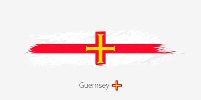 Flagge von Guernsey, Grunge abstrakt Bürste Schlaganfall auf grau Hintergrund. vektor