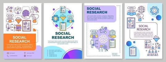 Layout der Broschürenvorlage für Sozialforschung. Soziologie. soziale Umfrage, Umfrage. Flyer, Broschüre, Broschürendruckdesign mit linearen Illustrationen. Vektorseitenlayouts, Geschäftsberichte, Werbeplakate vektor