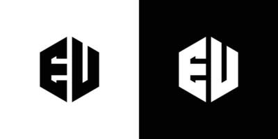 brev e u polygon logotyp design mall vektor