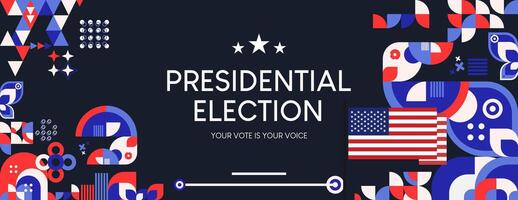 förenad stater 2024 president- val dag baner i modern geometrisk stil. amerikan val rösta kampanj omslag. bakgrund vektor illustration