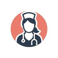 sjuksköterska ikon. medicinsk assistent med stetoskop och keps för sjukvård. vektor illustration