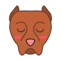 Pitbull süße kawaii Vektorfigur. Hund mit nachdenklichem Maulkorb. trauriges Tier mit geschlossenen Augen. gespültes Haushund. lustiges Emoji, Aufkleber, Emoticon. isolierte Cartoon-Farbillustration vektor