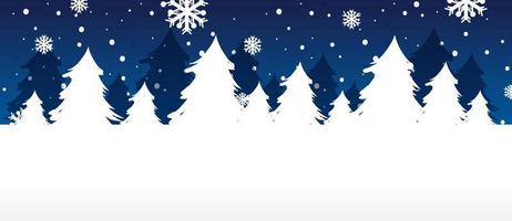 Frohe Weihnachten-Banner mit leerer weißer Kiefernsilhouette vektor