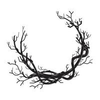 grenar trädrötter ram träsnitt vintage linjekonst. vektor illustration.