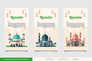 glücklich Ramadan kareem Sozial Medien Geschichten Vektor Design mit Moschee Illustration Sammlungen