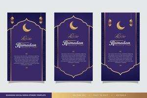 uppsättning av social media berättelser ramadan mall. porträtt islamic bakgrund design.affisch, flyer, banner, broschyr vektor