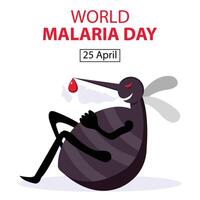 Illustration Vektor Grafik von ein Moskito mit ein aufgebläht Bauch Fütterung auf Blut, perfekt zum International Tag, Welt Malaria Tag, zelebrieren, Gruß Karte, usw.