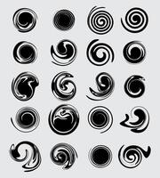 Strudel verdrehte gerundet Kreisgeschmolzen Spiral- schwarz drehen hypnotisch rund gestalten Vektor Clip Kunst Element