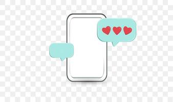 realistisk telefon kärlek chatt 3d ikon design illustrationer. mobil, chatt, kommunikation, konversation vektor design begrepp.