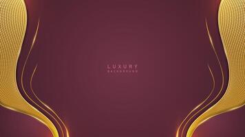 Luxus modern rot Hintergrund mit wellig golden Linie. Luxus Prämie elegant Vektor Design