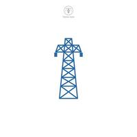 Turm hoch Stromspannung Pylon Leistung Getriebe Symbol Symbol Vektor Illustration isoliert auf Weiß Hintergrund