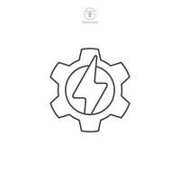 mechanisch Energie, Ausrüstung Rad Energie, Ausrüstung mit Blitz Symbol Symbol Vektor Illustration isoliert auf Weiß Hintergrund