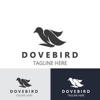 Taube Vogel elegant fliegend Logo Design Natur Tierwelt Etikette Stil Jahrgang Bild vektor