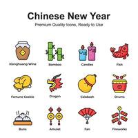 Pack von Chinesisch Neu Jahr Symbole im modisch Stil vektor
