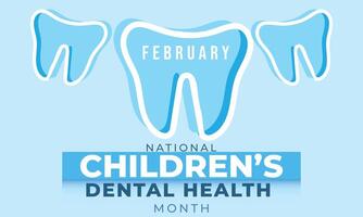 National Kinder- Dental Gesundheit Monat. Hintergrund, Banner, Karte, Poster, Vorlage. Vektor Illustration.