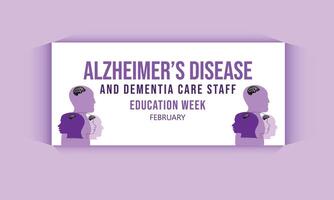 Alzheimer Krankheit und Demenz Pflege Mitarbeiter Bildung Woche. Hintergrund, Banner, Karte, Poster, Vorlage. Vektor Illustration.