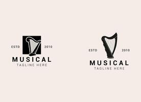 kreativ und einfach Musical Instrument Logo. Harfe Logo Design Vektor Illustration