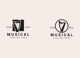 kreativ und einfach Musical Instrument Logo. Harfe Logo Design Vektor Illustration