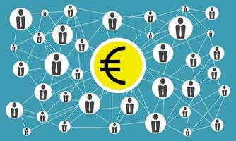 euro ansluter en nätverk av affärsmän, vektor illustration