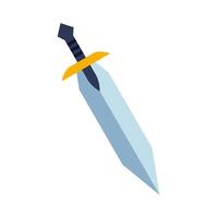 magisk tecknad serie stål svärd, riddare vapen eller kniv blad. fantasi spel vapen ikon i platt stil. vektor illustration