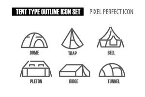 tält typ översikt ikon pixel perfekt Bra för webb eller mobil app. översikt ikon vektor