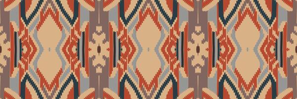 ethnisches ikat-nahtloses muster im stammes-. Design für Hintergrund, Tapete, Vektorillustration, Stoff, Kleidung, Teppich, Textil, Batik, Stickerei. vektor