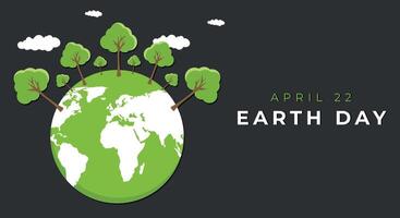 Erde Tag Banner. Grün Planet Erde mit Blätter. Vektor Illustration
