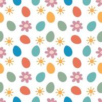 nahtlos Ostern Muster. mehrfarbig Ostern Eier, Sonne und Blumen. zum Verpackung, Verpackung Papier, Textilien vektor
