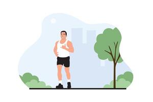 man joggning i parkera. vektor illustration i platt tecknad serie stil.