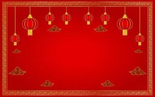 Lycklig kinesisk ny år 2024 år av drake med kinesisk lykta och röd bakgrund baner vektor