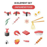 japansk mat illustration uppsättning element vektor