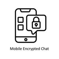 mobil krypterad chatt vektor översikt ikon stil illustration. eps 10 fil