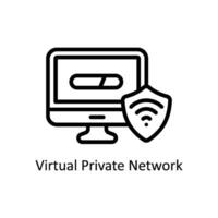 virtuell Privat Netzwerk Vektor Gliederung Symbol Stil Illustration. eps 10 Datei
