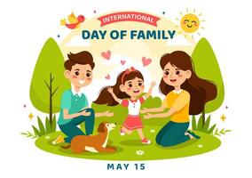 internationell dag av familj vektor illustration med mamma, pappa och barn karaktär till lycka och kärlek firande i platt barn tecknad serie bakgrund