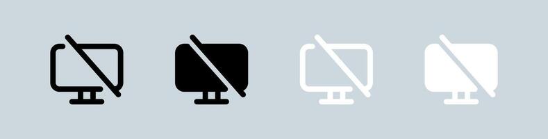 Nein Anzeige Symbol einstellen im schwarz und Weiß. Monitor Zeichen Vektor Illustration.