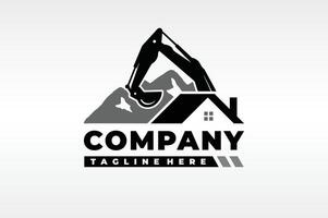 Bagger Berg Zuhause Logo vektor