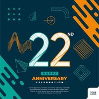 22 årsdag firande logotyp med färgrik abstrakt geometrisk form y2k bakgrund vektor