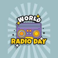 värld radio dag retro stil vektor design