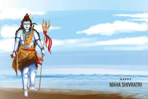 lord shiva indiska hinduiska guden för maha shivratri-kortbakgrund vektor