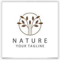 abstrakt Natur Blatt Baum Wachstum Logo Design Vorlage mit Linie Kunst Stil Konzept Vektor