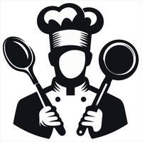 Druckchef Silhouette , Koch posiert Silhouette , Koch Stehen Silhouette , Kochen Silhouette , Essen Silhouette , Koch Charakter Silhouette , Küche Silhouette vektor