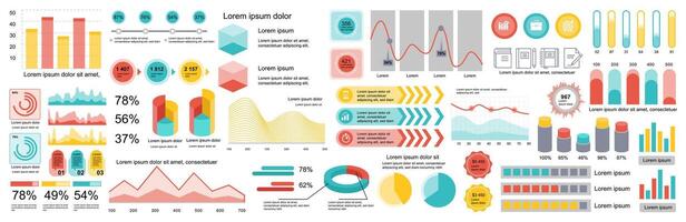 Mega einstellen von Infografik Elemente Daten Visualisierung Vektor Design Vorlage. können Sein benutzt zum Schritte, Optionen, Geschäft Verfahren, Arbeitsablauf, Diagramm, Flussdiagramm, Zeitleiste, Marketing. bündeln die Info Grafik.