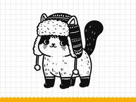 Weihnachten Katze Silhouette im warm Hut und Stiefel. Vektor Illustration.