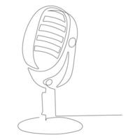 kontinuierlich Single Linie Mikrofon mic Klang einer Linie Kunst Zeichnung und Illustration Vektor Design