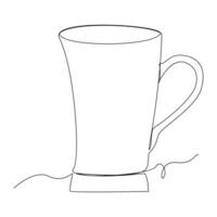 kontinuierlich Single Linie Zeichnung von stilisiert Becher von Cappuccino Kaffee Vektor Becher Kunst Zeichnung und Design Illustration