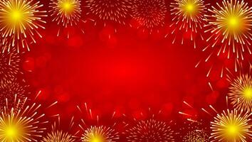 beschwingt rot Feuerwerk leuchten das Nacht Himmel im ein feierlich platzen von golden Explosionen, perfekt zum Chinesisch Neu Jahr vektor