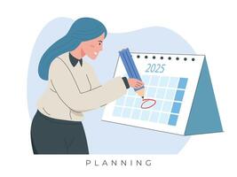 cirkel datum på kalender planera. arbete organisation. påminnelse, arbete planen, tid förvaltning vektor