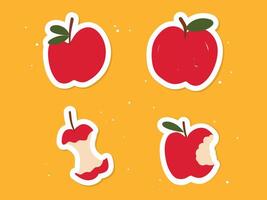 Hand gezeichnet süß Apfel, gebissen Apfel, Apfel Ader Vektor Aufkleber Stil