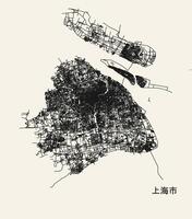 stad väg Karta av Shanghai, Kina vektor