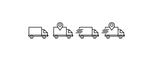 Lieferung LKW Symbol. Einkaufen LKW Symbol,4 Arten von Lastwagen Vektor Illustration isoliert auf Weiß Hintergrund.